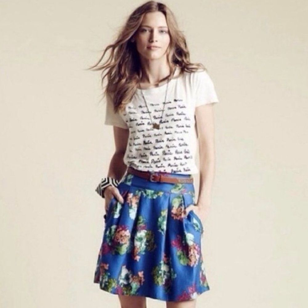 New! Anthropologie Maeve Floral Fit and Flare Floral Skirt Sz 2